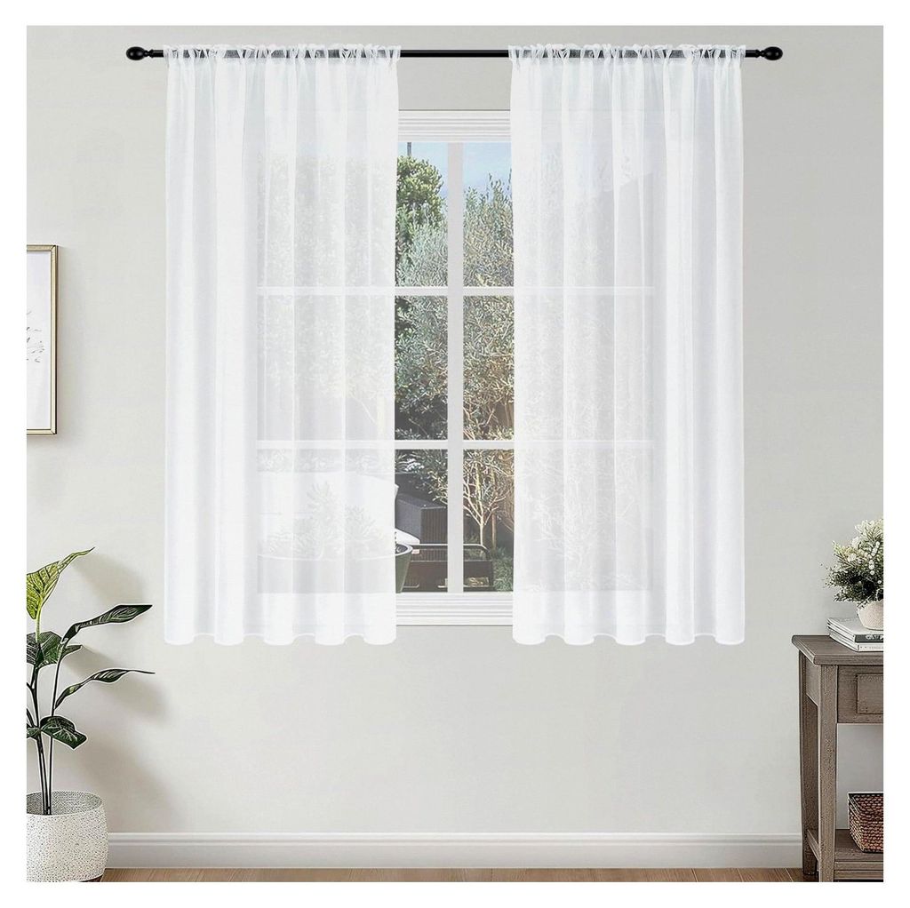 Transparente Vorhänge für das Wohnzimmer und Schlafzimmer, 160 cm lang, 140 cm breit, mit Schlaufen