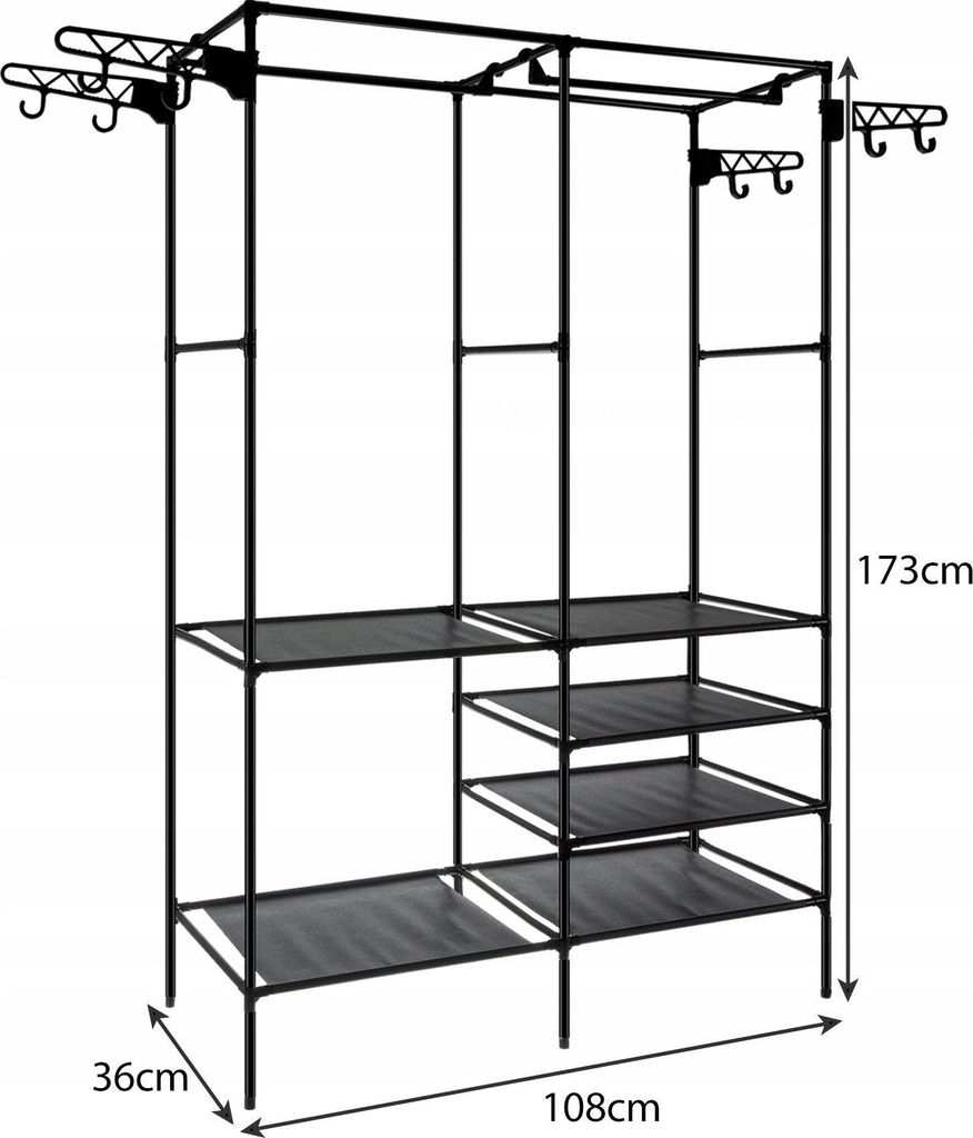 RUHHY 22671 Dvojitý vešiak na oblečenie 173 × 36 × 108 cm Obrázok produktu 