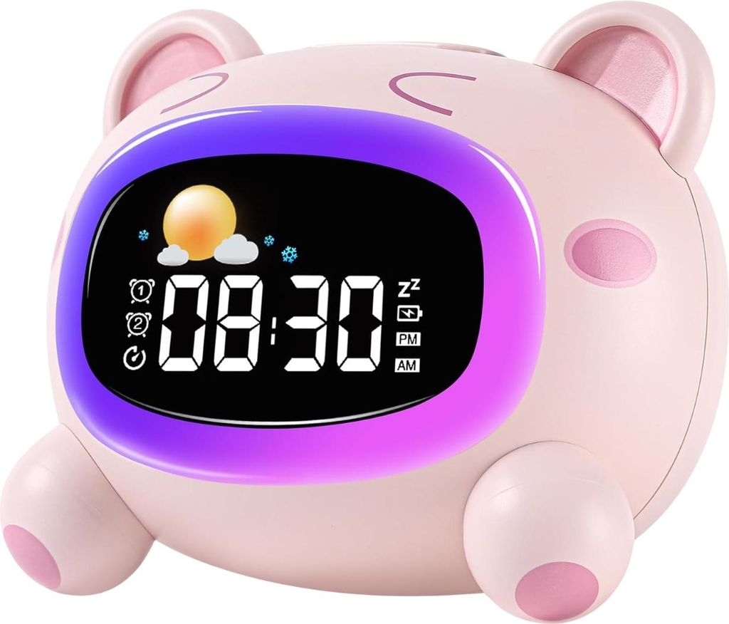 Budík, noční světlo, barevná LED lampa pro děti, prasátko Obrázek produktu 