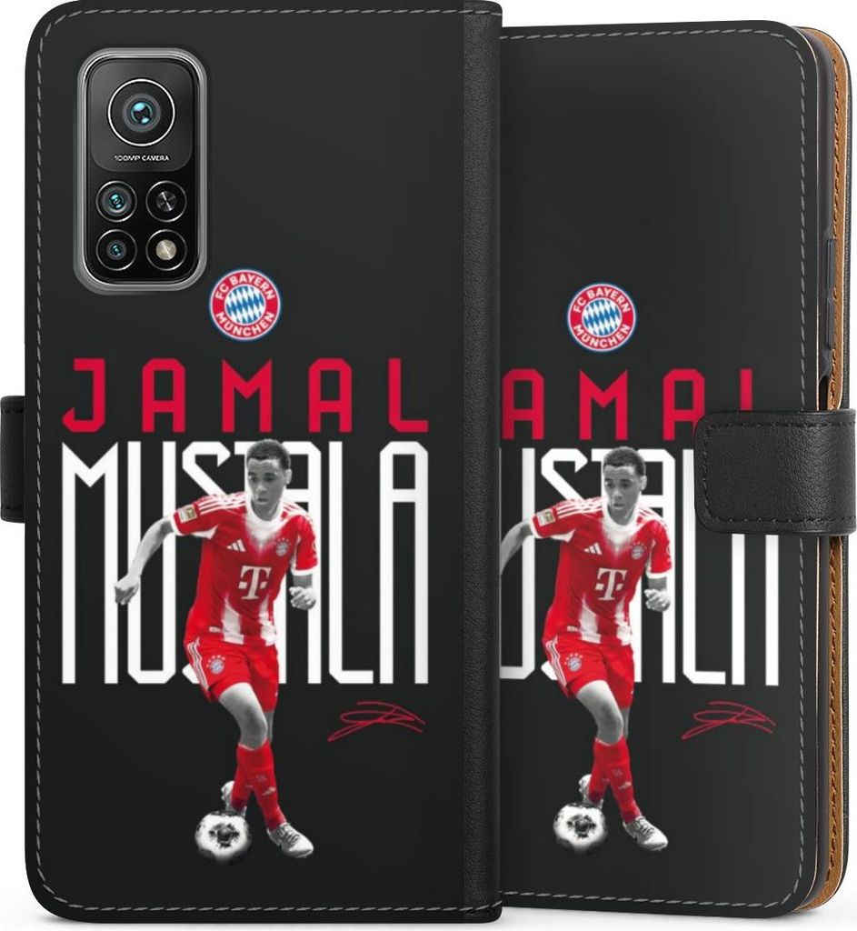 DeinDesign Klapphülle für Xiaomi Mi 10T Pro 5G Handytasche Lederhülle Tasche FC Bayern München Offizielles Lizenzprodukt Jamal Musiala