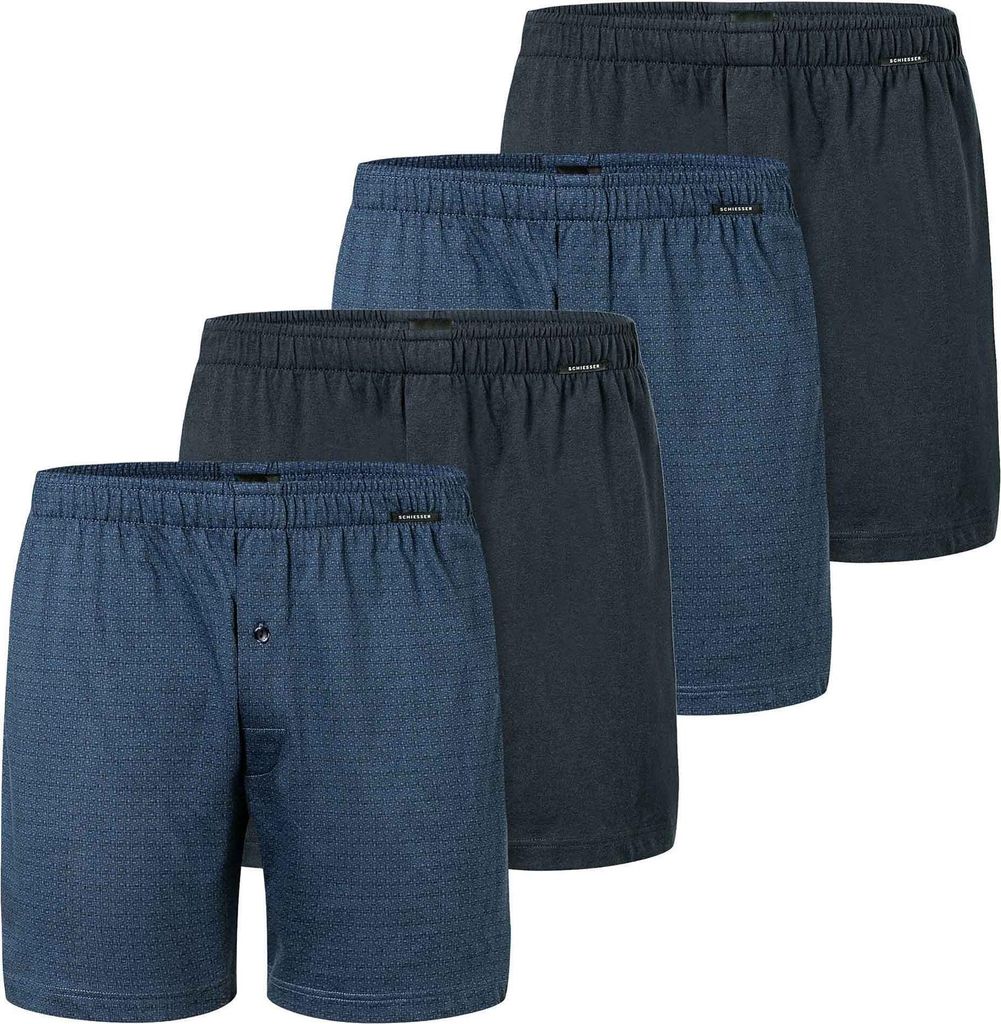 SCHIESSER Herren Jersey-Boxershorts, 4er Pack - 4Pack Boxershorts, Baumwolle, einfarbig Dunkelblau XL