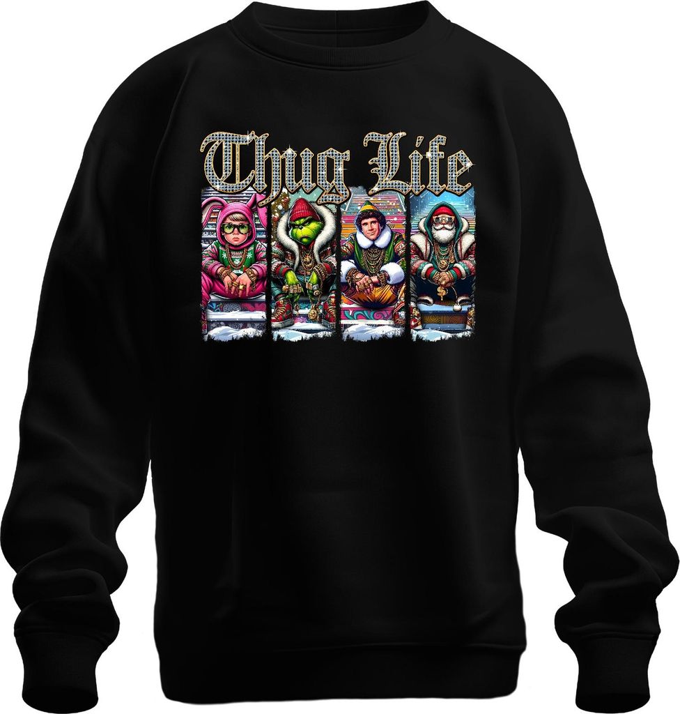 Thug Life Buddy der Elf Grinch - Weihnachten Christmas Xmas Uni Weihnachtspullover, Schwarz, 3XL