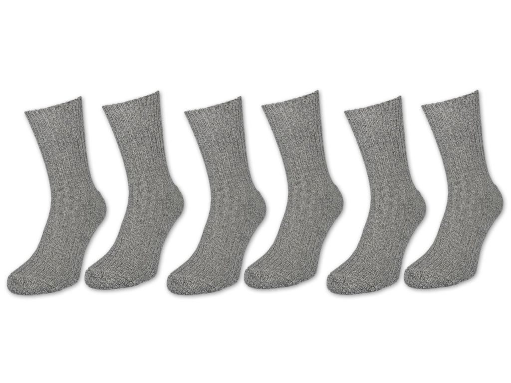 3 Paar Socken Norwegersocken mit Wolle Wintersocken grau melange 39-42 