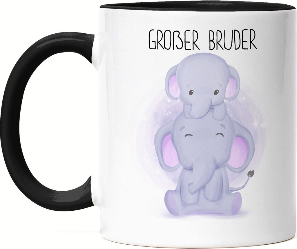 Großer Bruder Tasse Schwarz Geschwister Bruderliebe Elefant Geborgenheit Beschützer Welt Liebe Bro Familie Kleinkind