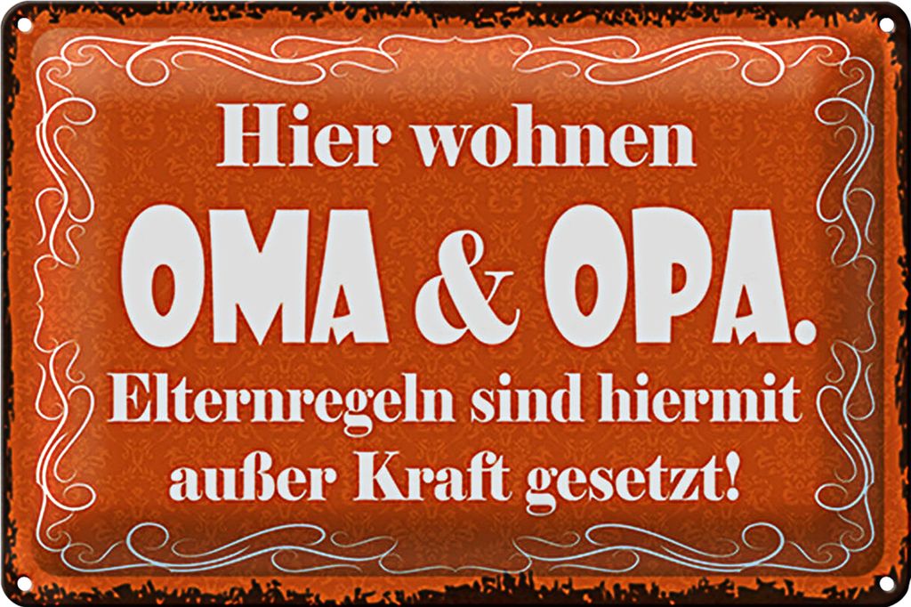 Blechschild Spruch 18x12cm hier wohnen Oma & Oma