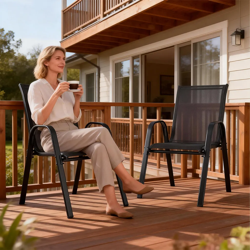 Chaises de Jardin Confortables à Dossier Haut pour Repas en Extérieur - 2