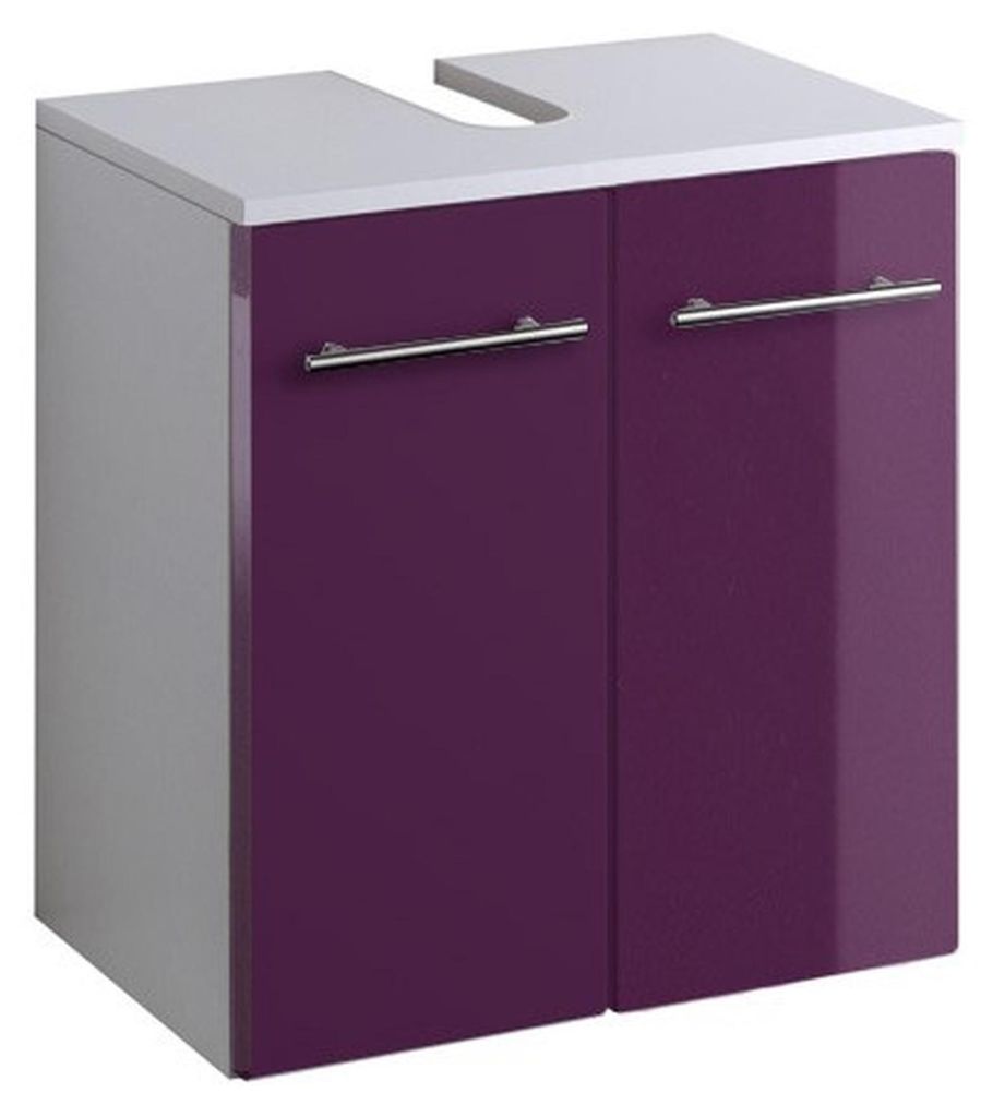 Basera Badezimmer Unterbeckenschrank Ricarda 50 cm breit, Korpus: weiß, Front: hochglanz dunkelviolett