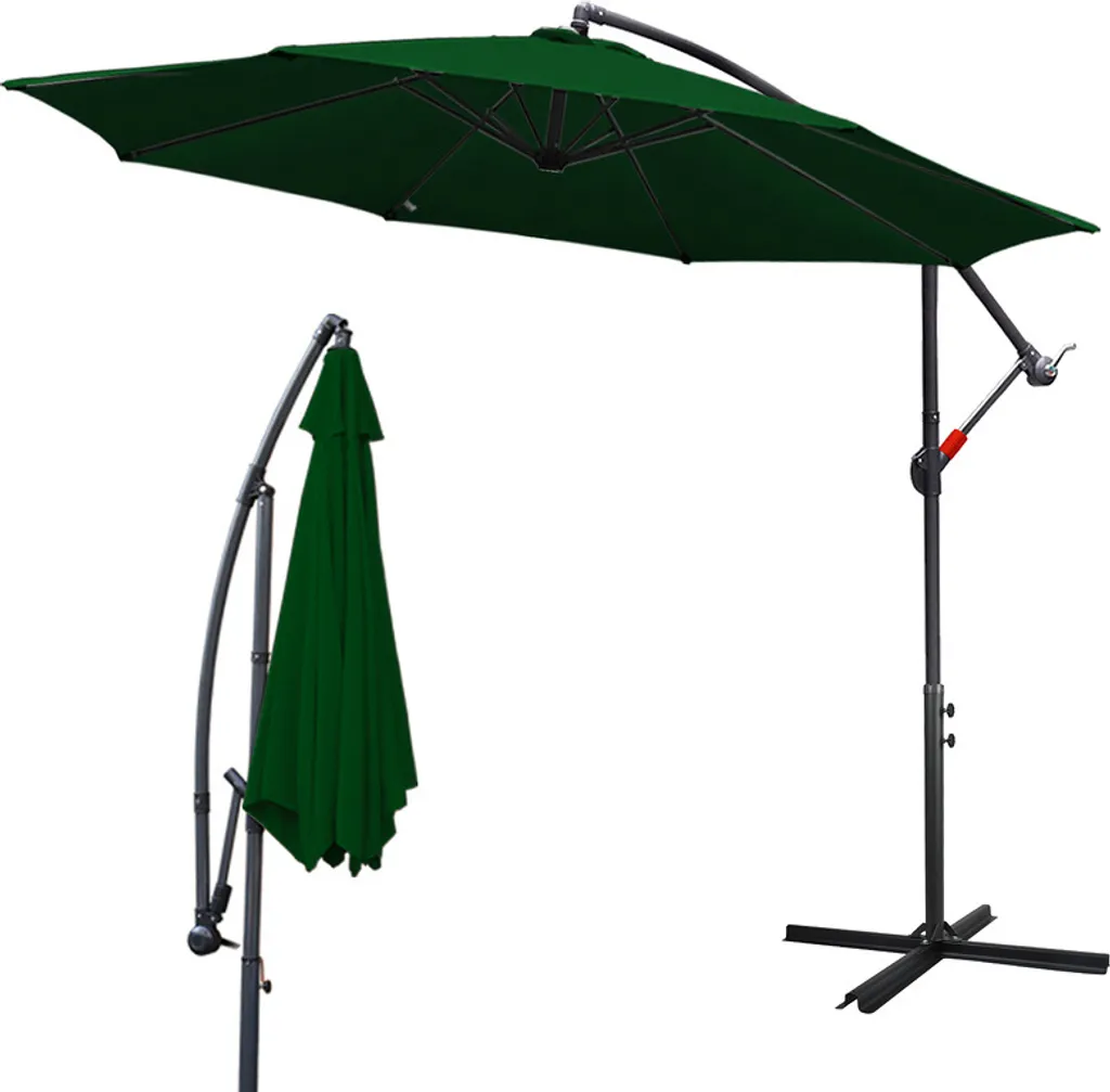 Yakimz Ombrellone 3m UV40+ Campeggio Ombrellone a pendolo Ombrellone da giardino - Verde
