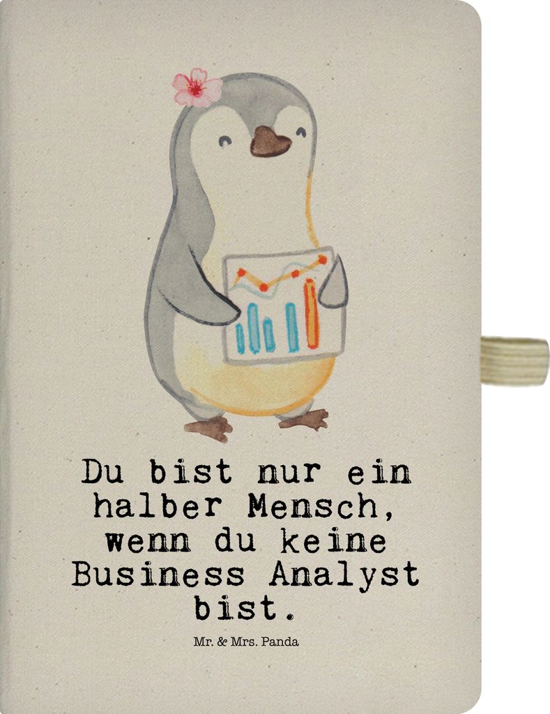 Mr. & Mrs. Panda Notizbuch A5 Business Analyst Herz - Transparent - Geschenk, Reisetagebuch, Skizzenbuch, Tagebuch, Journal, Notizheft