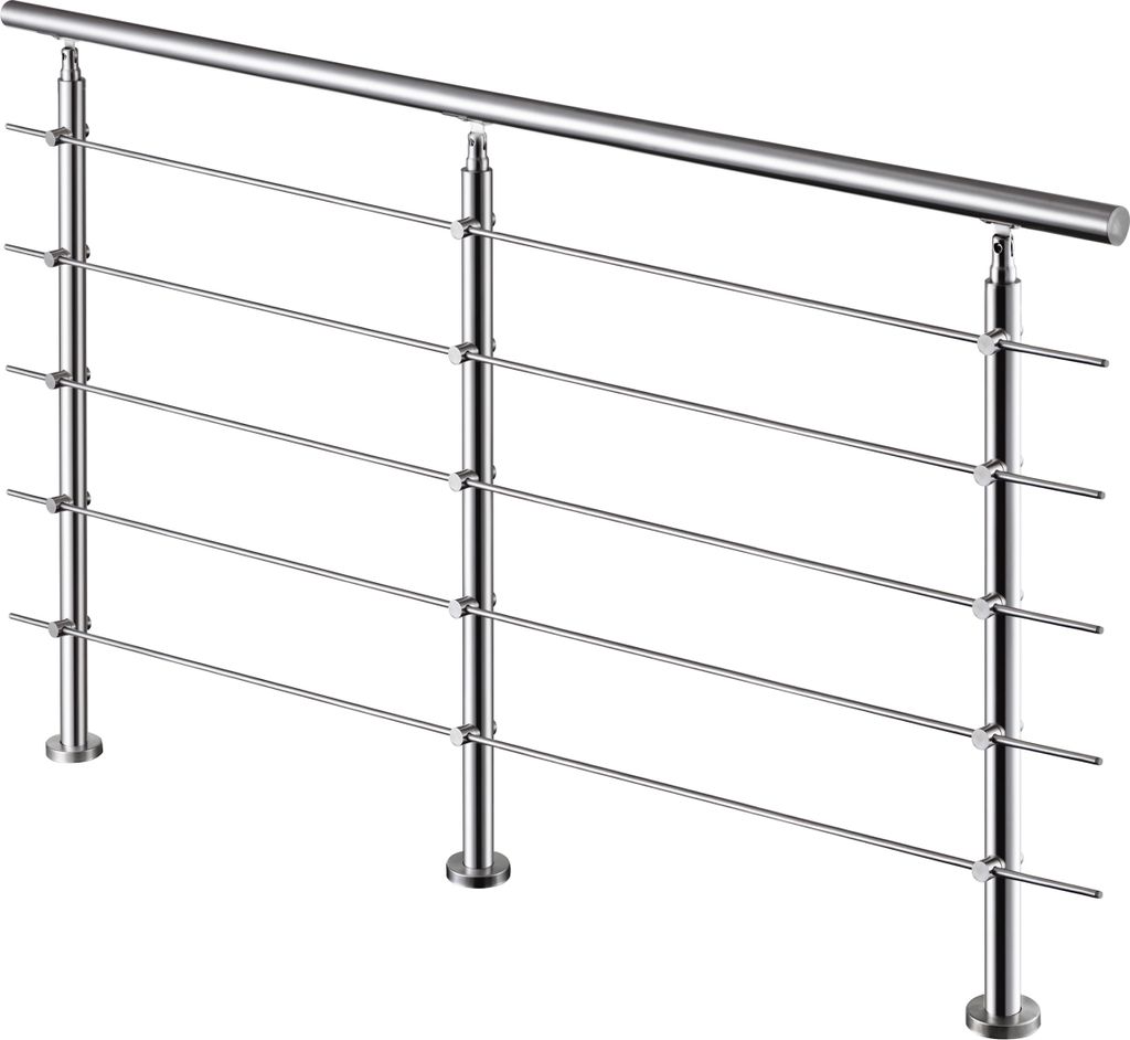 AICA Handlauf 200cm Geländer 5 Querstäbe Treppengeländer Produktbild 