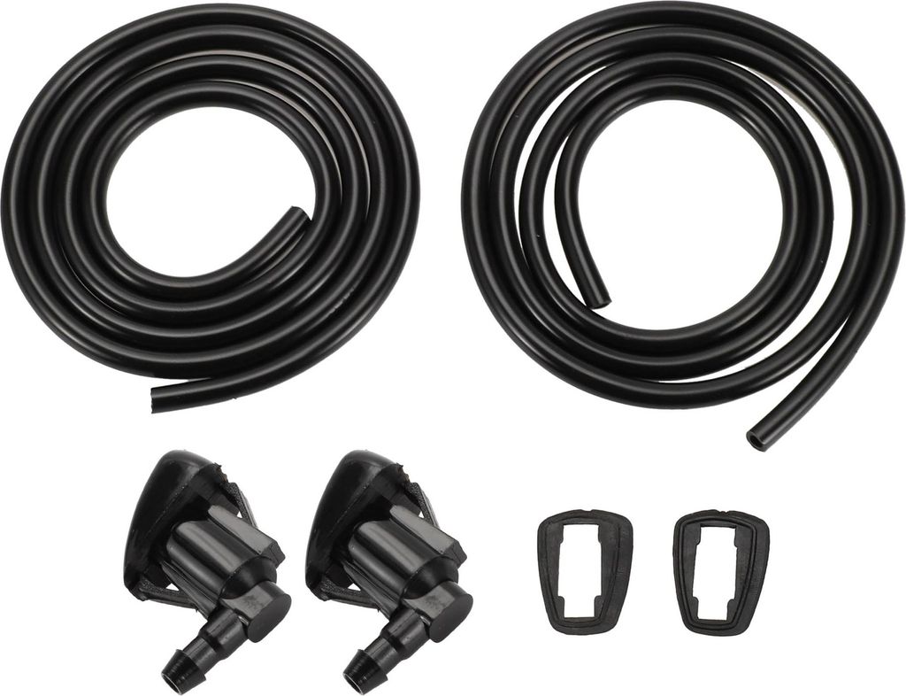 Windschutzscheibenwaschdüse für Jeep Grand Cherokee 2005-2016 Nr. 55372143AB Front Schwarz mit 2 Stück Dichtung, 2 Stück 1 Meter Flüssigkeitss...