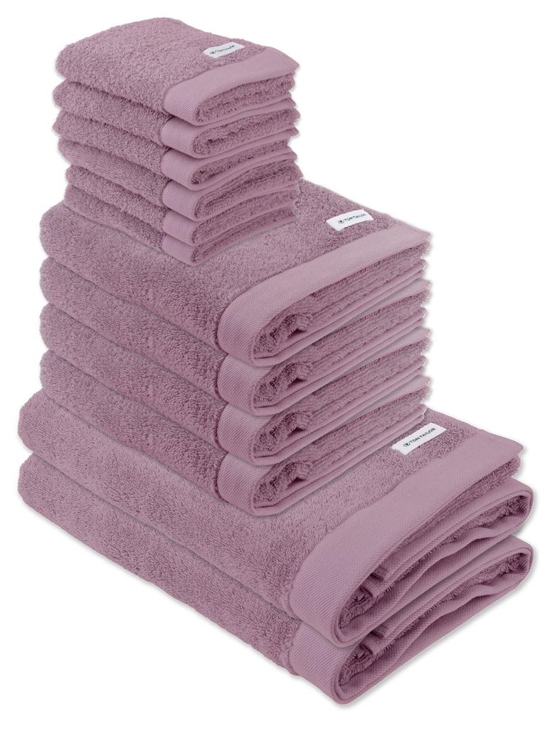 TOM TAILOR Handtuch Set, 12-tlg. - Color Bath, 2x Duschtuch, 4x Handtuch, 6x Gästetuch Mauve Set