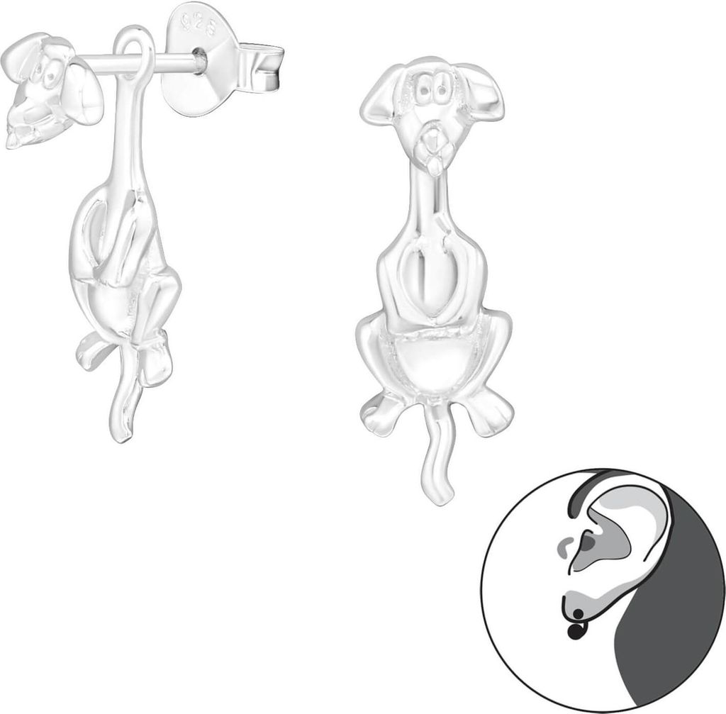 Ohrstecker 925 Sterling Silber Ear Jacket mit Hund