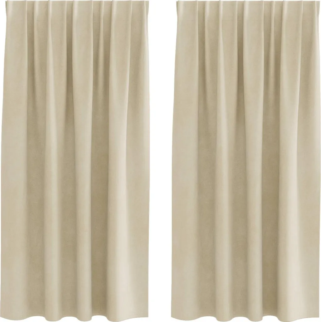 Set 2 Tende Oscuranti vidaXL Velluto Crema 140x175 cm Moderno