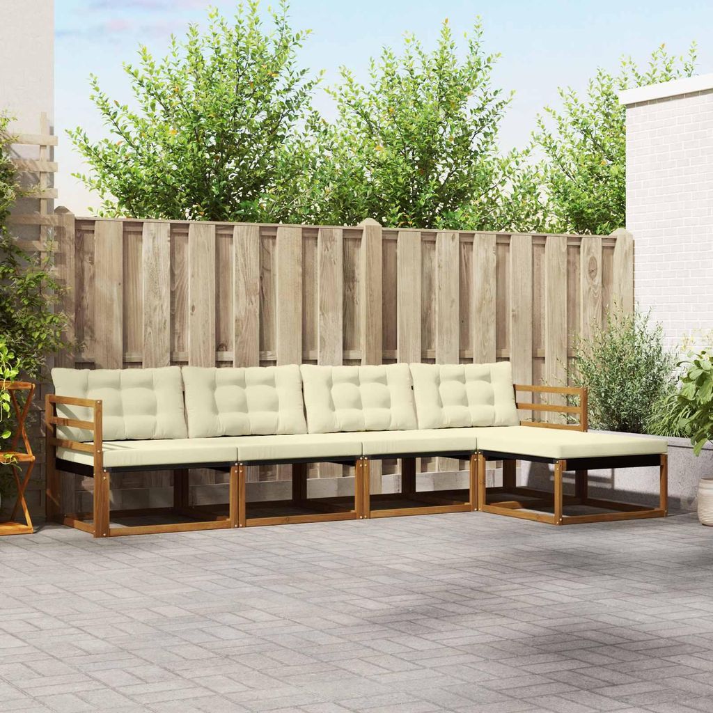 "Neues Produkt" Outdoor-Sofagarnitur ANTI-UV - CLORIS - mit Kissen - 5 pcs - Natur und Creme - Modern Gartensofas V734
