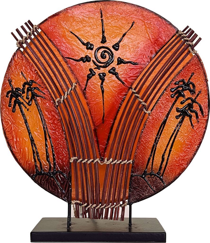 Deko-Leuchte Stimmungsleuchte asiatische Lampe Stehleuchte Tischleuchte Tischlampe Bali Asia PALME klein 36 cm, orange