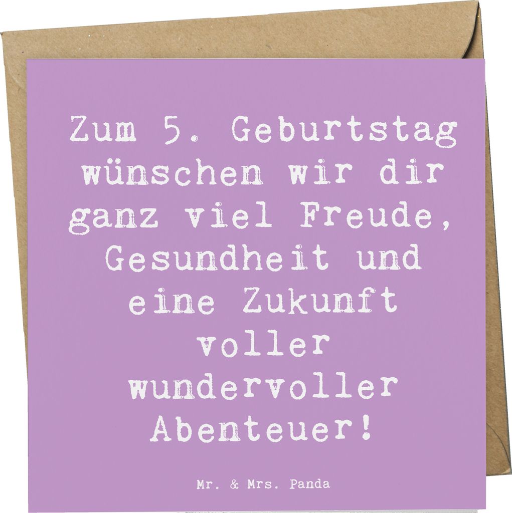 Mr. & Mrs. Panda Klappkarte Spruch 5. Geburtstag Freude - Lavendeltraum - Geschenk, doppelkarte, Geburtstagswünsche, Abenteuer, anlasskarte, faltk...
