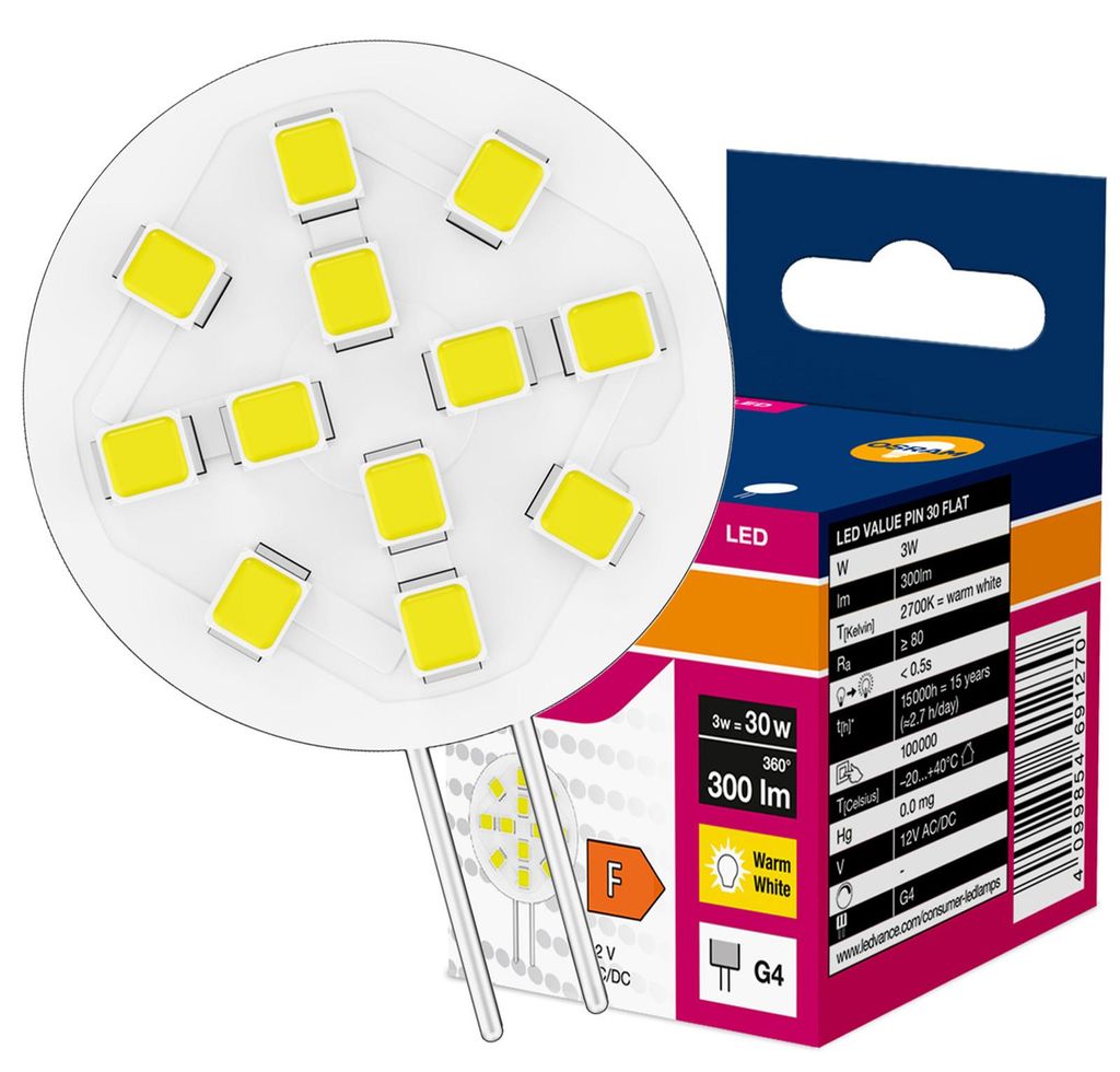 LED-Lampe G4, 3W = 30W, 300lm, 2700K (warmweiß), 100° Produktbild  KI-generiertes Bild