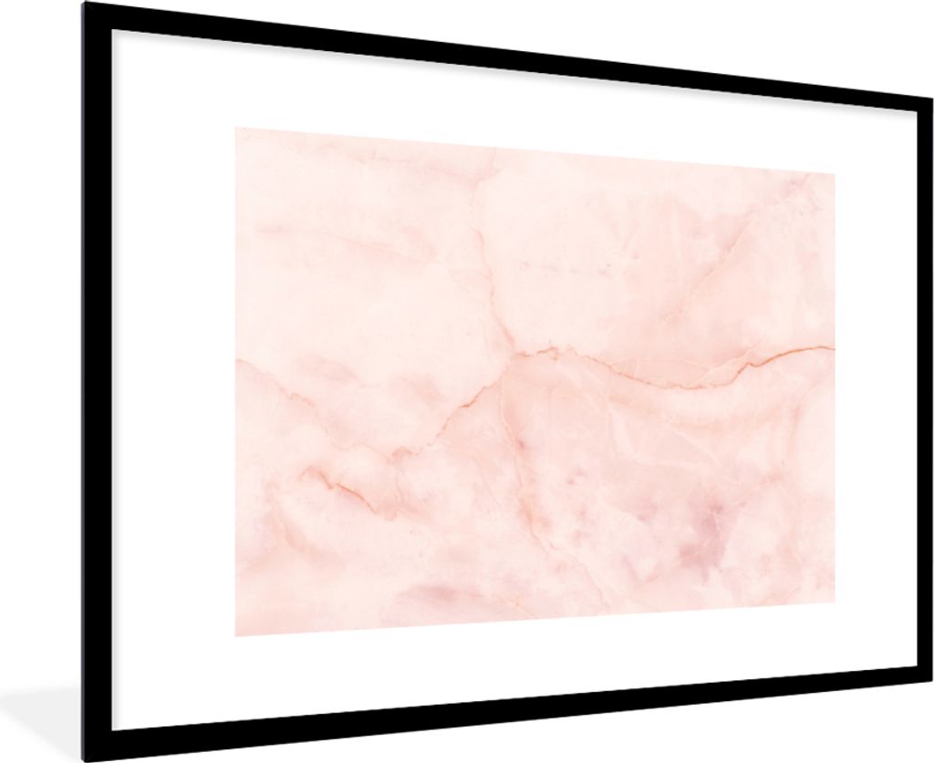 MuchoWow MuchoWow Gerahmtes Poster Marmor - Rosa - Linie 90x60 cm - Poster mit zchwarzem Bilderrahmen - Wanddekoration - Fotos