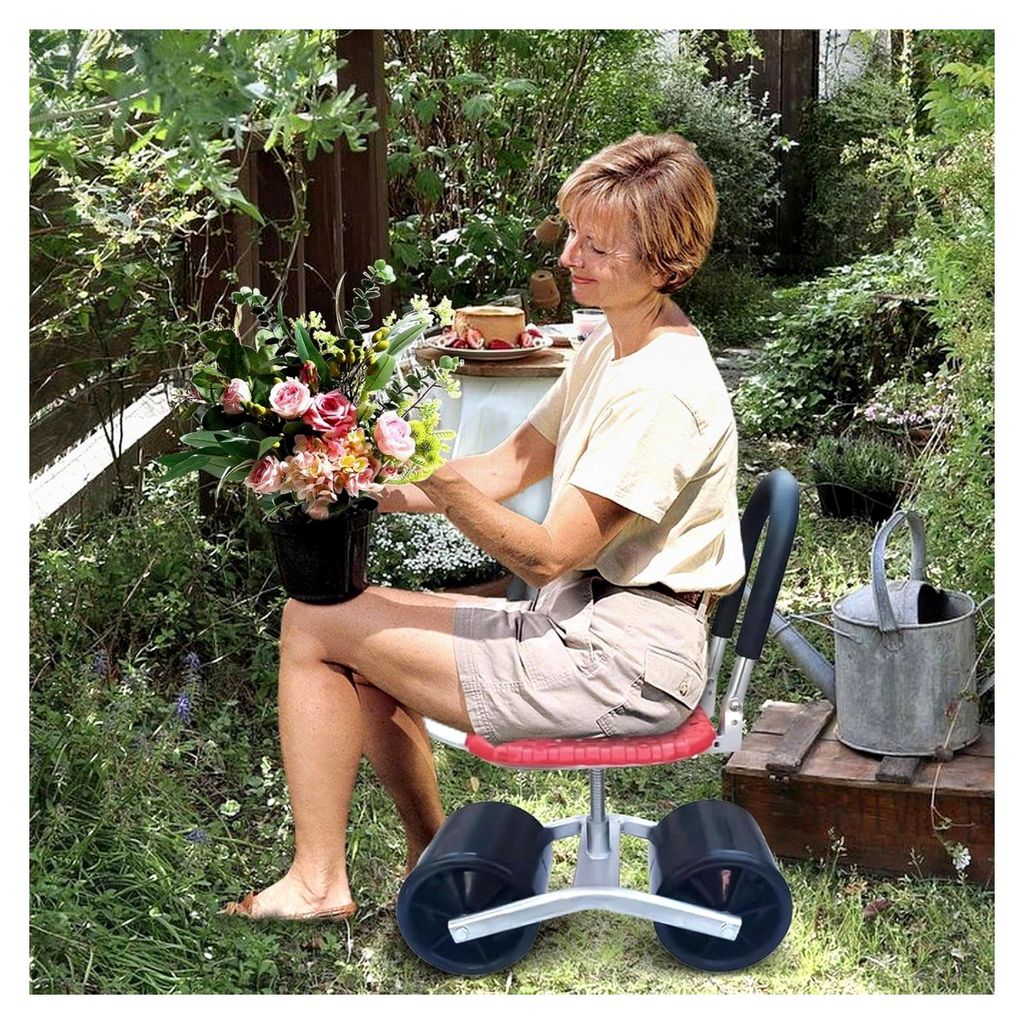 Gartenhocker mit Rollen und Sitzfunktion | Drehbarer Gartenhocker für die Gartenarbeit, höhenverstellbarer Gartenstuhl - Faltbarer Gartenroller m...