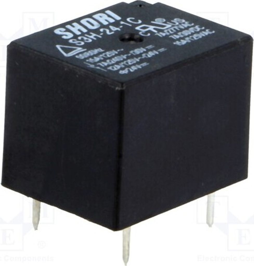 1x Relais: elektromagnetisch 7A/277VAC USpule : 24VDC Mini S3H-24-1C Elektromagn