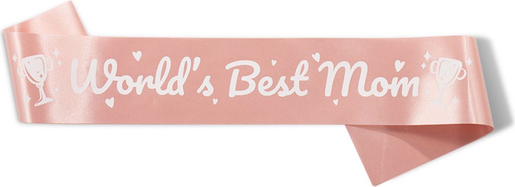 Etikette-Schultergurt mit Aufdruck „Beste Mama der Welt“ – Buchstaben, bunt, langes Band, weiches Tuch, Verkleidungszubehör, Etikette-Band z...
