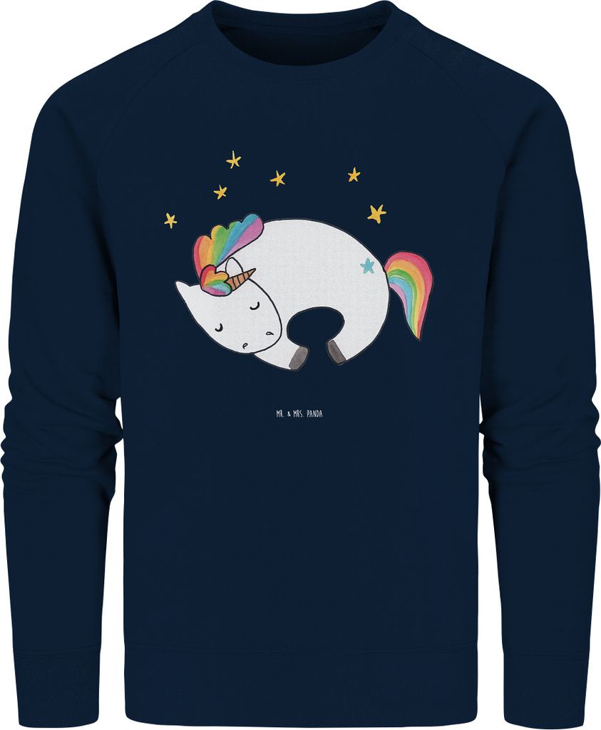 Mr. & Mrs. Panda Rundhals Sweatshirt Einhorn Nacht Größe M - French Navy - Geschenk, Pullover, Baumwoll, Traum, Pulli, Sweater, Bio, Einhörner, ...