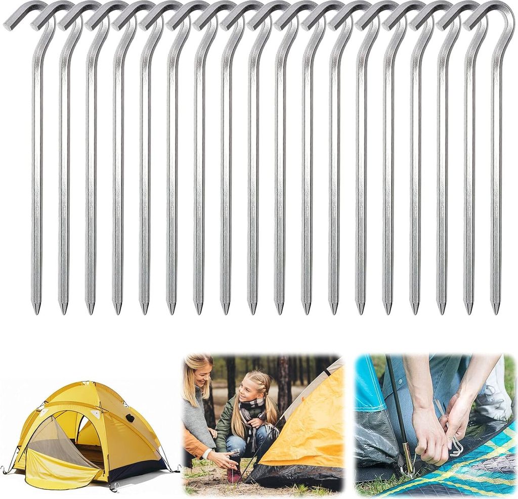 Aluminium-Zeltheringe, 18 Stück, 18 Zeltnägel, Zelthaken, Zelthering, Hartboden-Zeltheringe, Camping-Heringe, Camping, für Gartenarbeit, Camping...