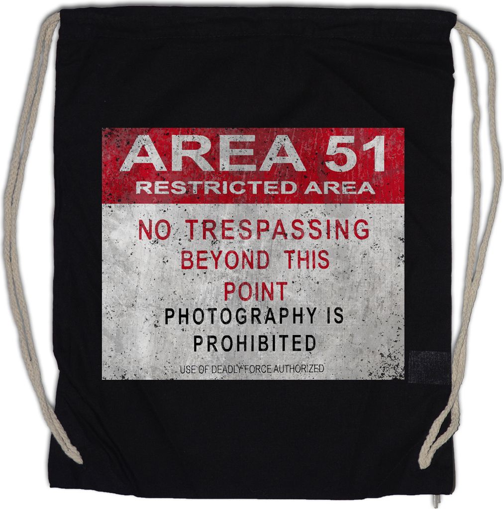 Urban Backwoods Area 51 Vintage Logo Sign, Turnbeutel, Farbe: Schwarz