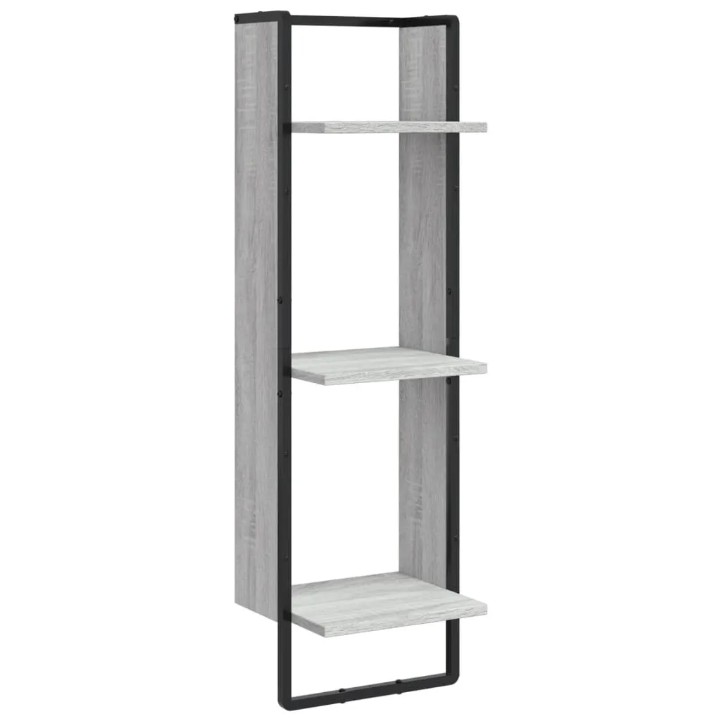 Scaffale a muro a 3 scomparti grigio Sonoma 30x25x100 cm materiale a base di legno