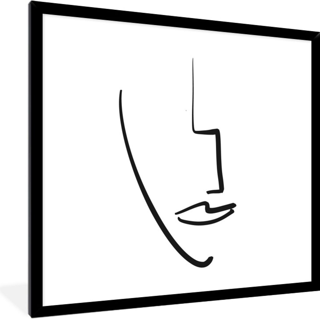 MuchoWow® Gerahmtes Poster Gesicht - Schwarz - Weiß - Produktbild 