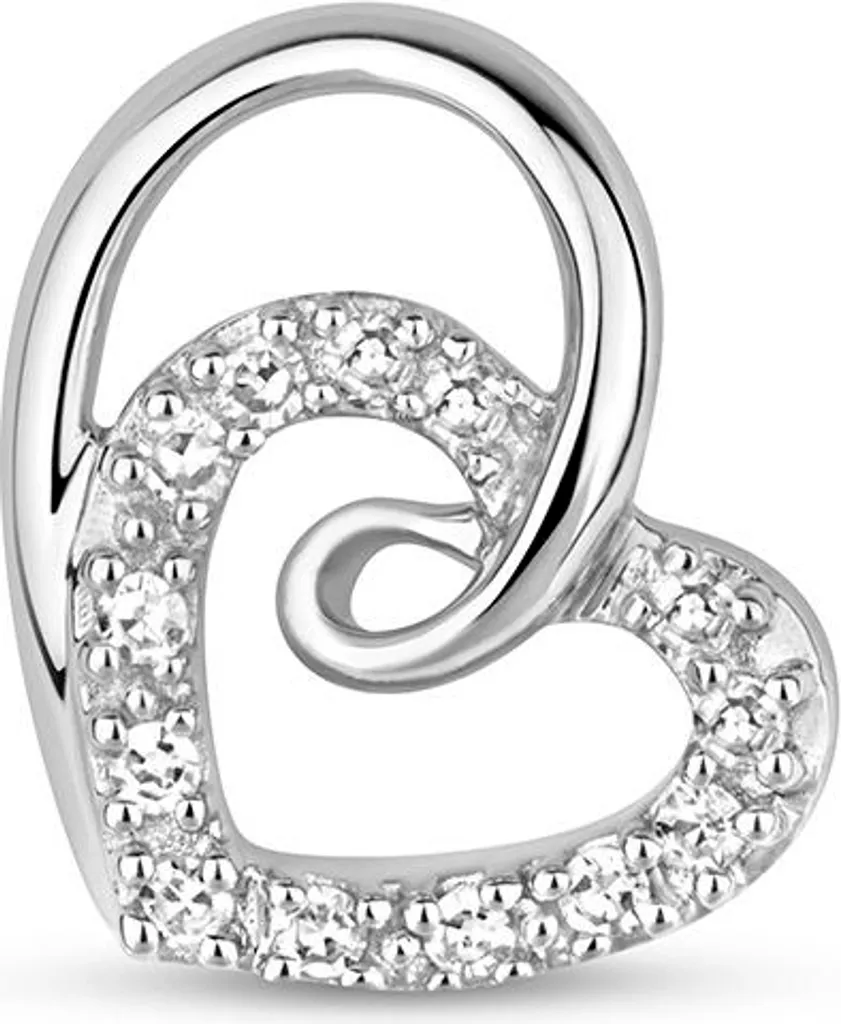 Pendentif Coeur Or Blanc 375 et Diamant 0.07 ct TRS2901 - Bijou Femme