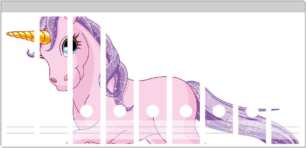 Wallario Ordnerrücken Sticker, selbstklebend für breite Ordner, 9 Stück, Motiv Einhorn in rosa mit Schweif in lila