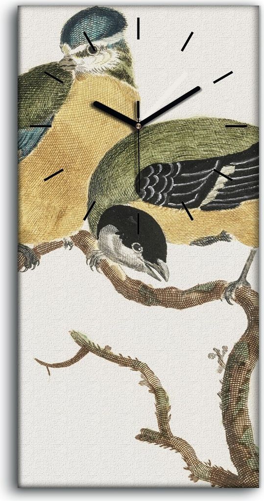 Wandbild Leinwand Bilder Wanduhr 30x60 Zeichnen von Tieren Vögel Zweig Kunst - schwarze Hände