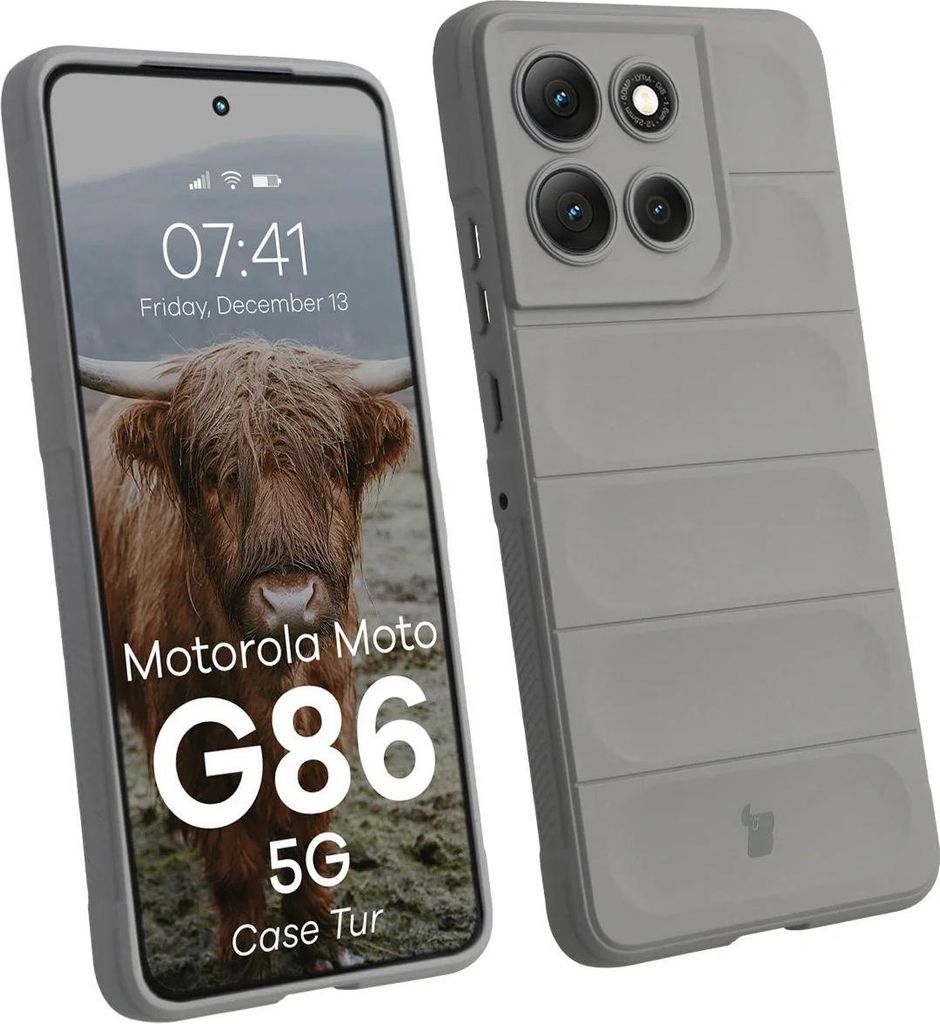 Robuste Handyhülle für Motorola Moto G86 5G, Bizon Case Tur, Hellgrau