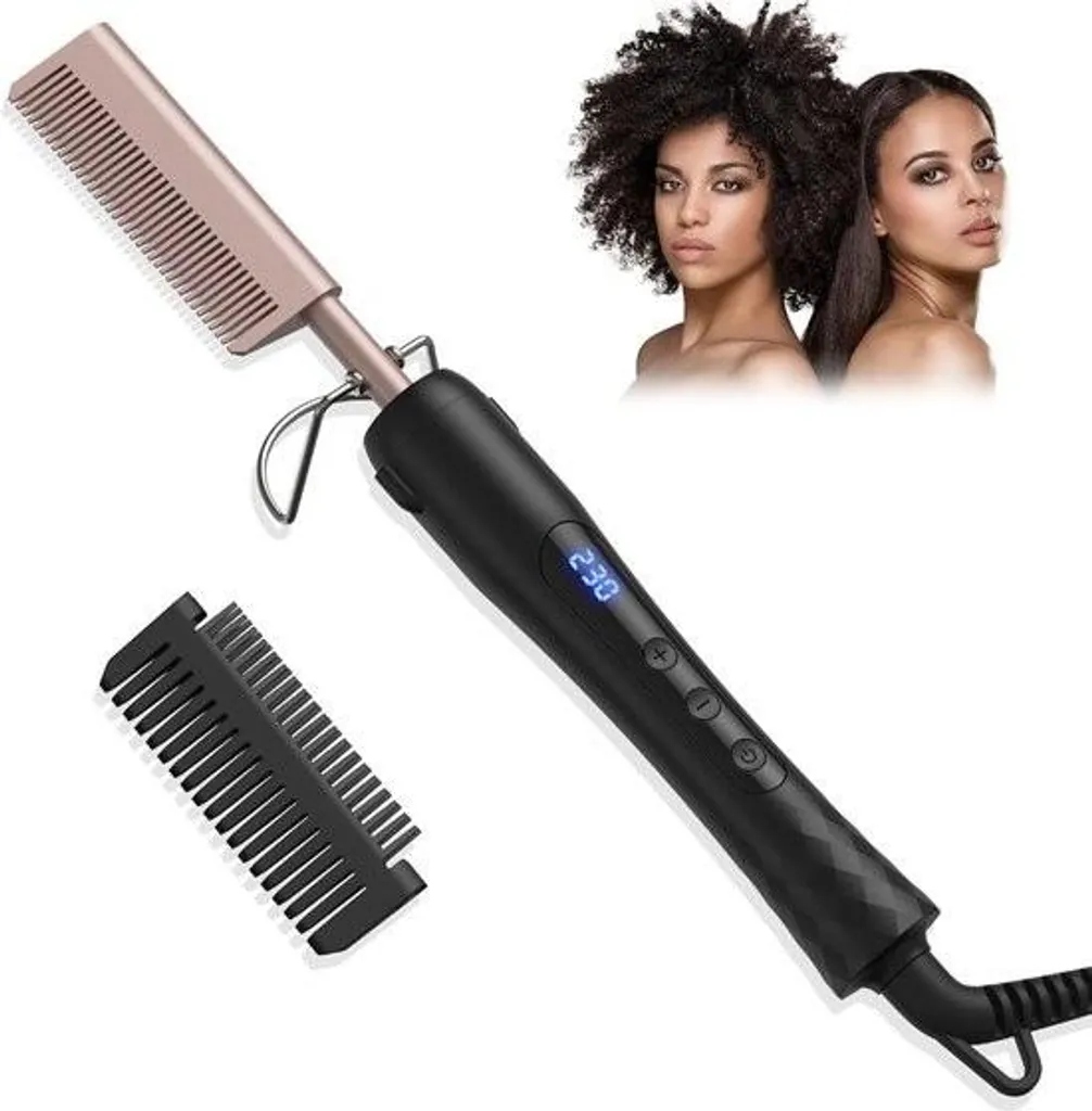Pettine a caldo per parrucche, pettine per lo styling con display LCD 120-230°C, pettine per lo styling dei capelli con tecnologia a ioni e rivestimento in ceramica