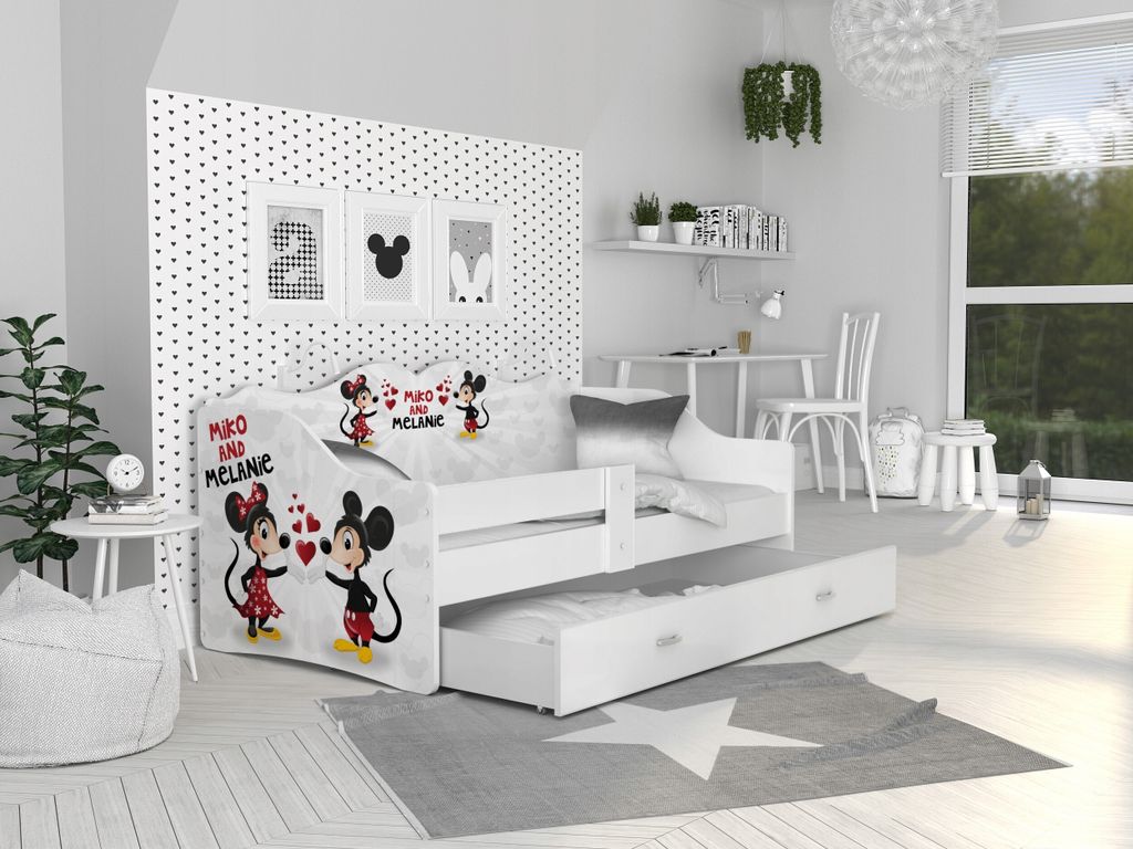 Kinderbett mit Matratze und Schublade NELI Jugendbett spielbett 160x80 stickern nr.3