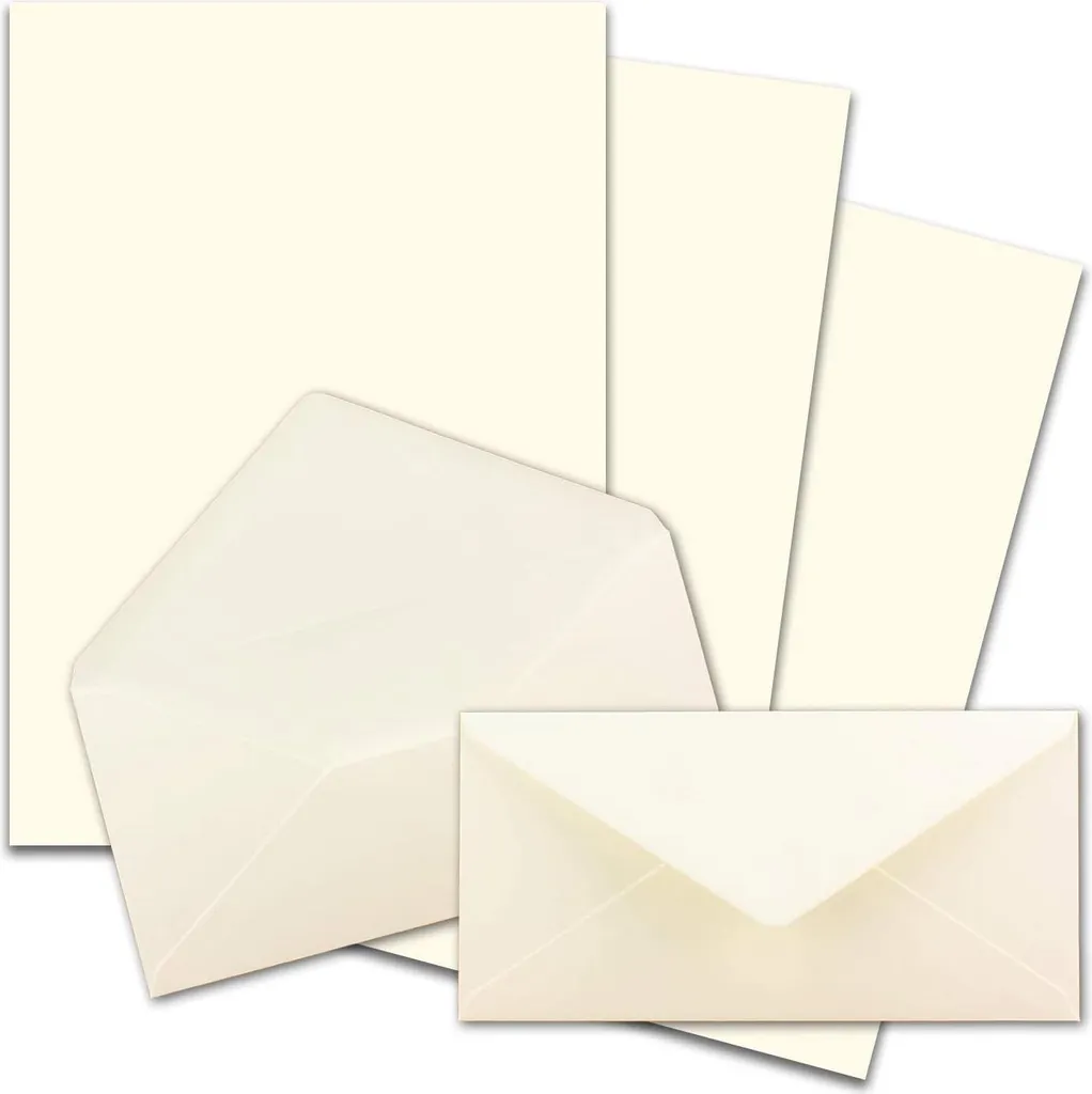 Papier à lettres A4 ne bavant pas avec enveloppes adhésives mat x50