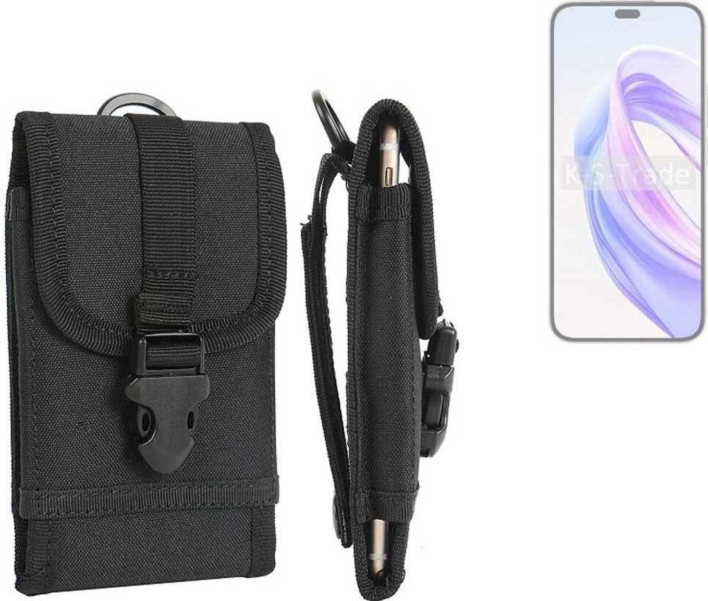 K-S-Trade Holster Handy Hülle kompatibel mit Honor X50i Holster Handytasche Gürtel Tasche Schutz Hülle Robust Outdoor schwarz