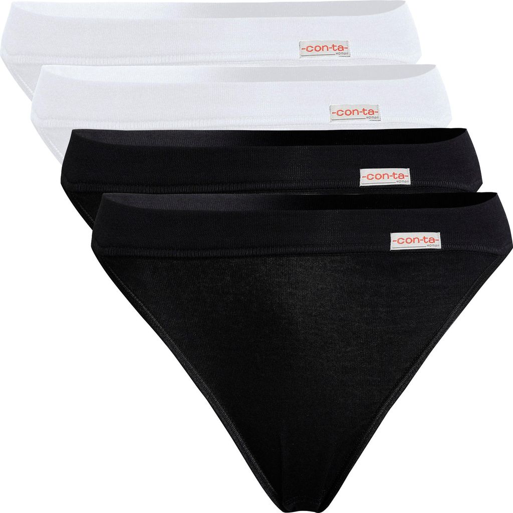 Con-ta Damen-Slip 4er-Pack weiß/schwarz 48