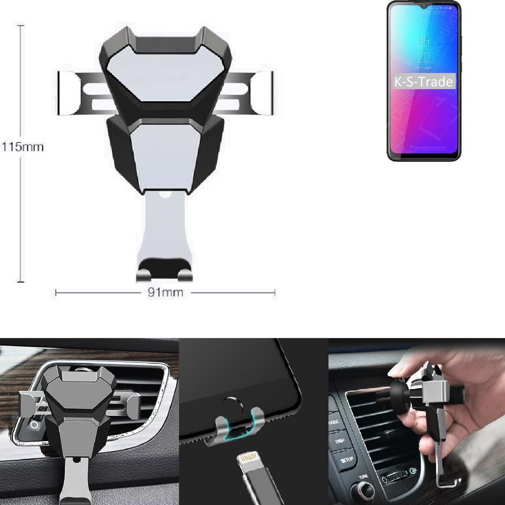 K-S-Trade Lüftungshalterung kompatibel mit Blackview BV5100 Pro kompakte Handy-Halterung Lüftungsschlitz Lüftungsgitter Autohalterung KFZ
