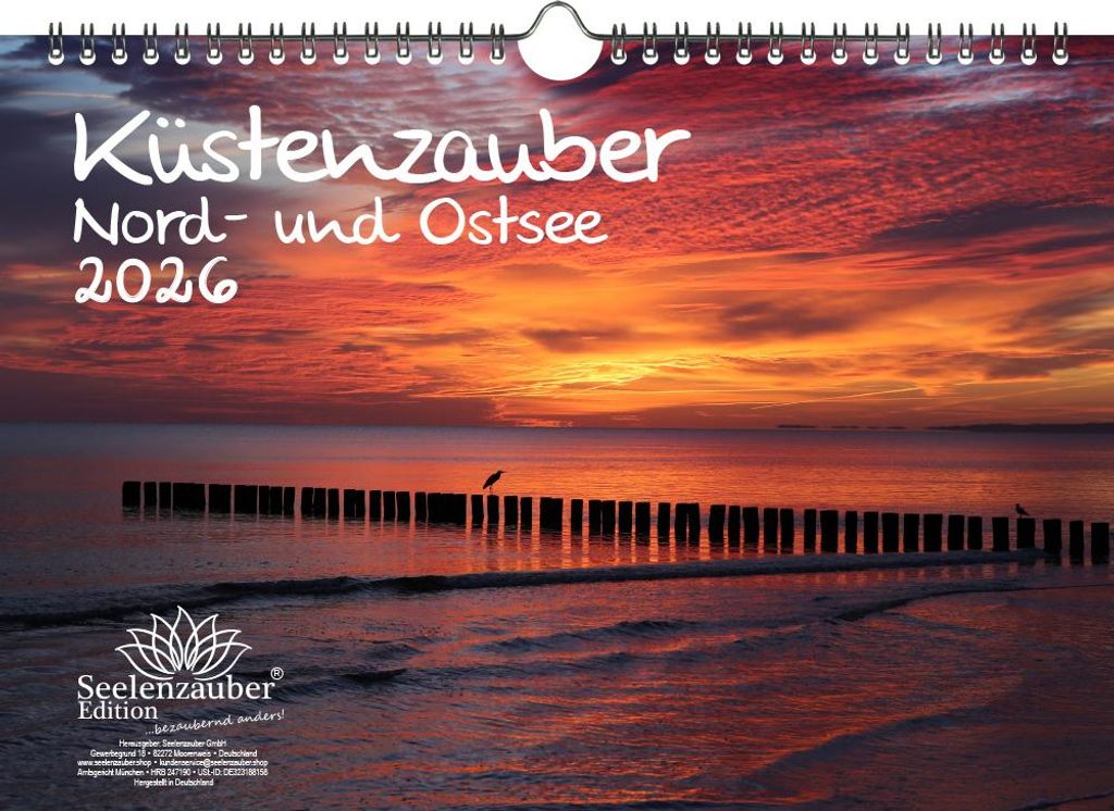 Küstenzauber Nord- und Ostsee DIN A4 Kalender für 2026 Urlaub Meer