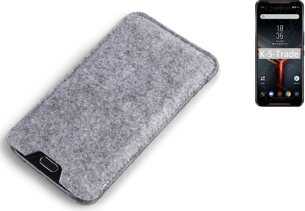 K-S-Trade Filz Handyhülle kompatibel mit Asus ROG Phone II Schutzhülle Filztasche Filz Tasche Case Sleeve Handy Hülle Filzhülle grau
