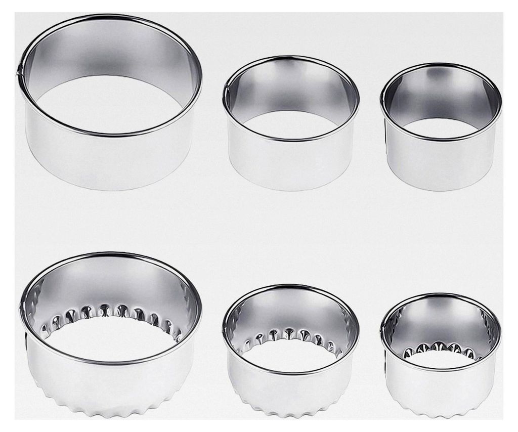 6 Stück runde Ausstecher aus Edelstahl für Kekse und Gebäck