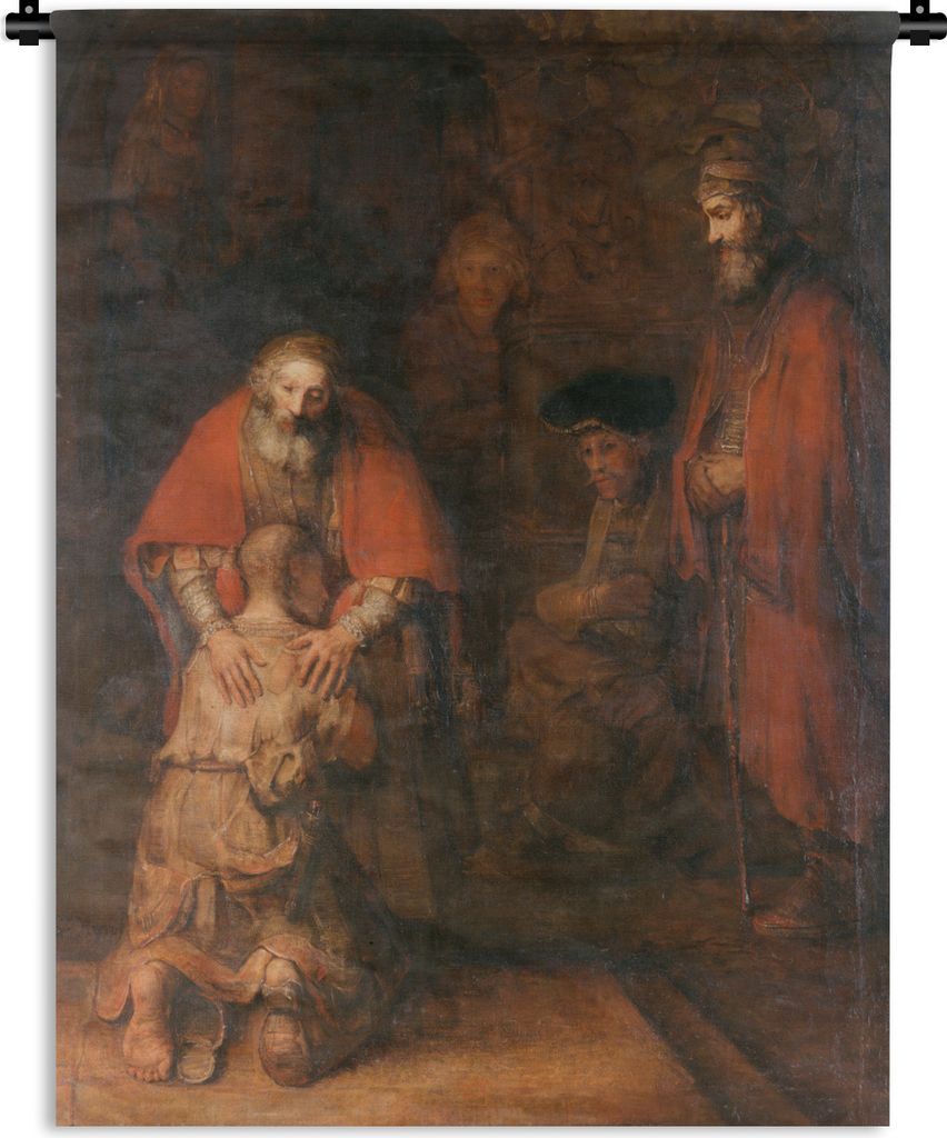 MuchoWow Wandteppich Wandbehang Die Rückkehr des verlorenen Sohnes - Rembrandt van Rijn 60x80 cm Tapisserie Dekoration Wandtuch - Decke - Wandt...
