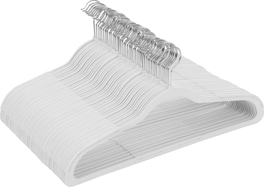 Kleiderbügel aus dünnem Kunststoff, 50 Stück, weiß