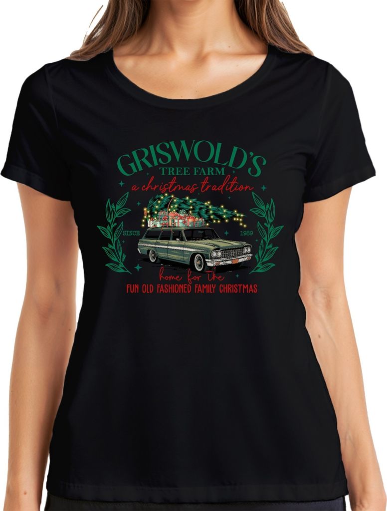 Griswold's Tree Farm Christmas Tradition - Weihnachten Xmas Damen T-Shirt, Schwarz, XXL