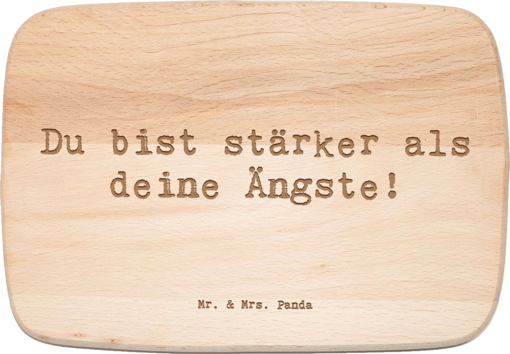 Mr. & Mrs. Panda Holz Frühstücksbrettchen Spruch Angst überwinden - Transparent - Geschenk, Inspiration, Zuversicht, Trost, Mut, Mutmacher, Holz...