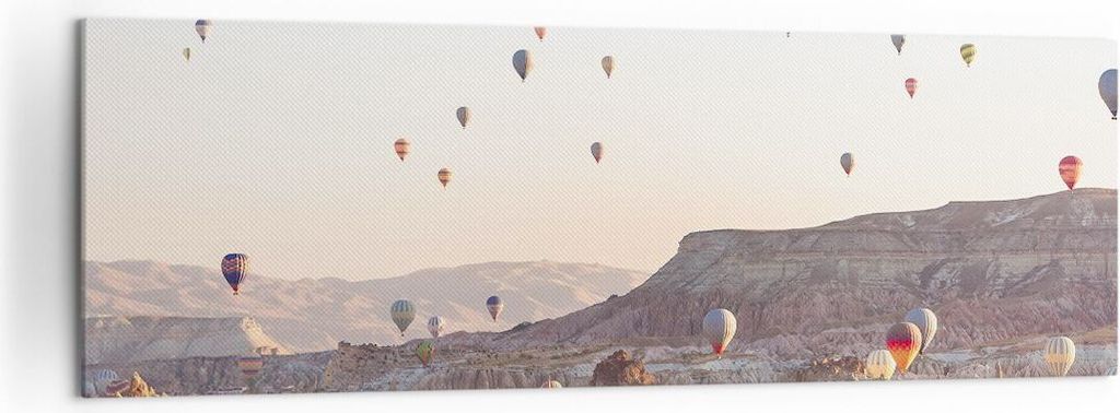 Bild auf Leinwand - Leinwandbild - Berge Ballon Flug - 160x50cm - Wand Bild - Wanddeko - Wandbilder - Leinwanddruck - Bilder - Kunstdruck - Wanddek...