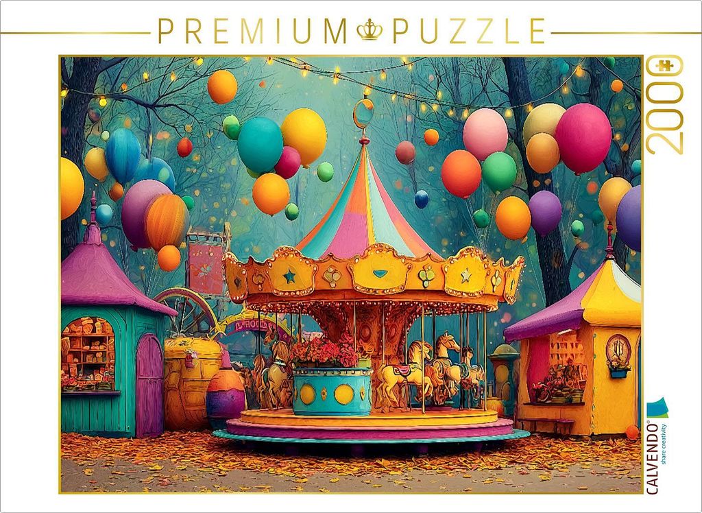 CALVENDO Puzzle Buntes Karussell mit Luftballons erinnert an Kindheitsträume | 2000 Teile Lege-Größe 90x67cm Foto-Puzzle für glückliche Stunden